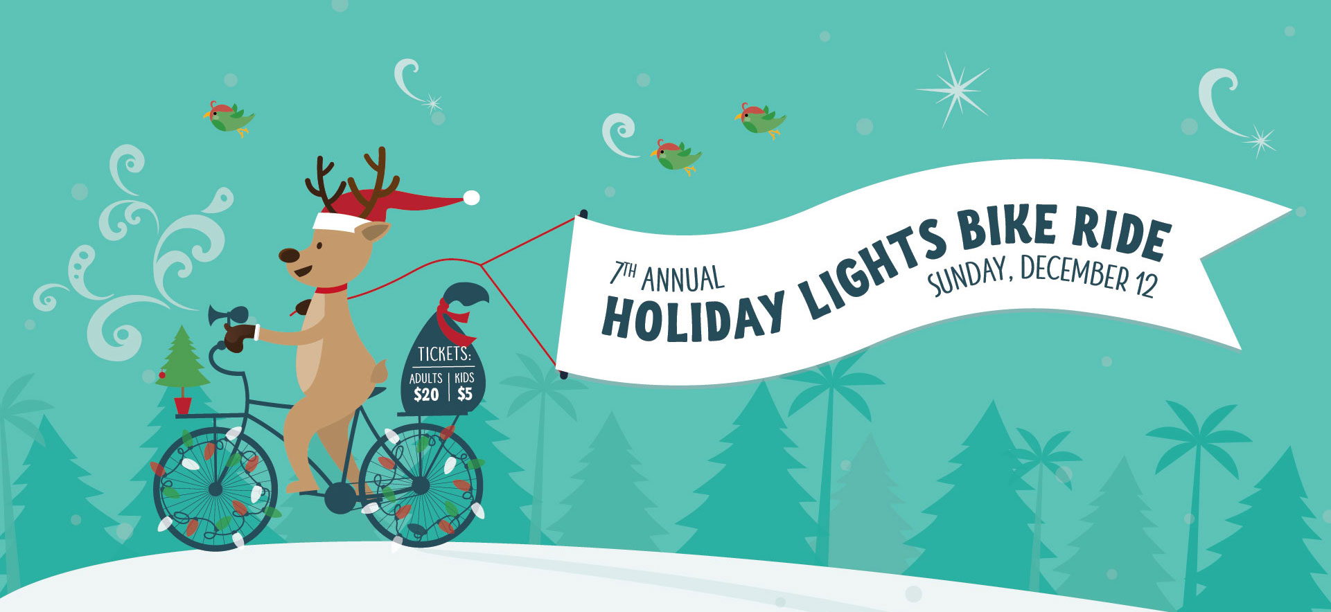 7th Annual Holiday Lights Bike Ride. Tickets, Adults $20, Kids $5